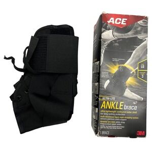 ACE Brand Ultra-Lite Ankle Brace Large LG Support Level 3 Black 3M Open Box